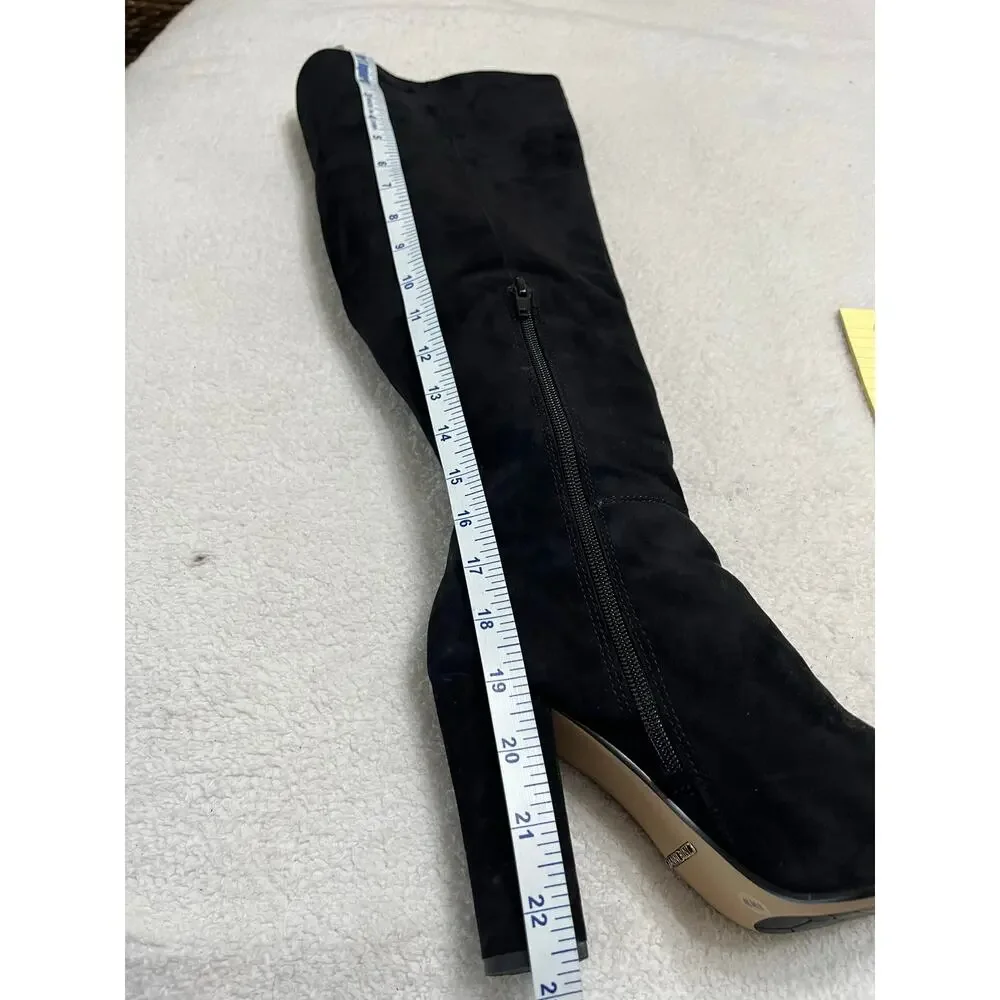 Gianni Bini Women’s Black Suede Leather Boots Sz‎ 8 Over The Knee